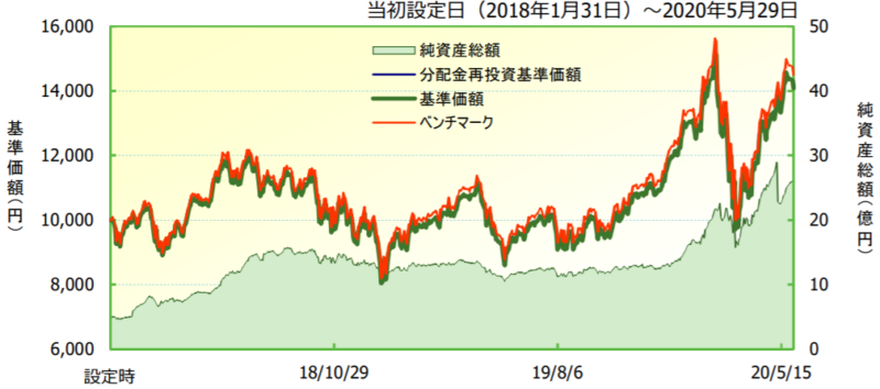iFreeNEXT FANG+インデックスの特徴-基準価額・純資産の推移