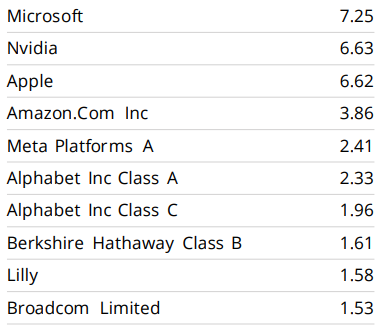 Direxion デイリーS&P500ベア3倍ETF（SPXS）の上位10銘柄