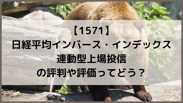 【1571】日経平均インバース・インデックス連動型上場投信の評判や評価ってどう？